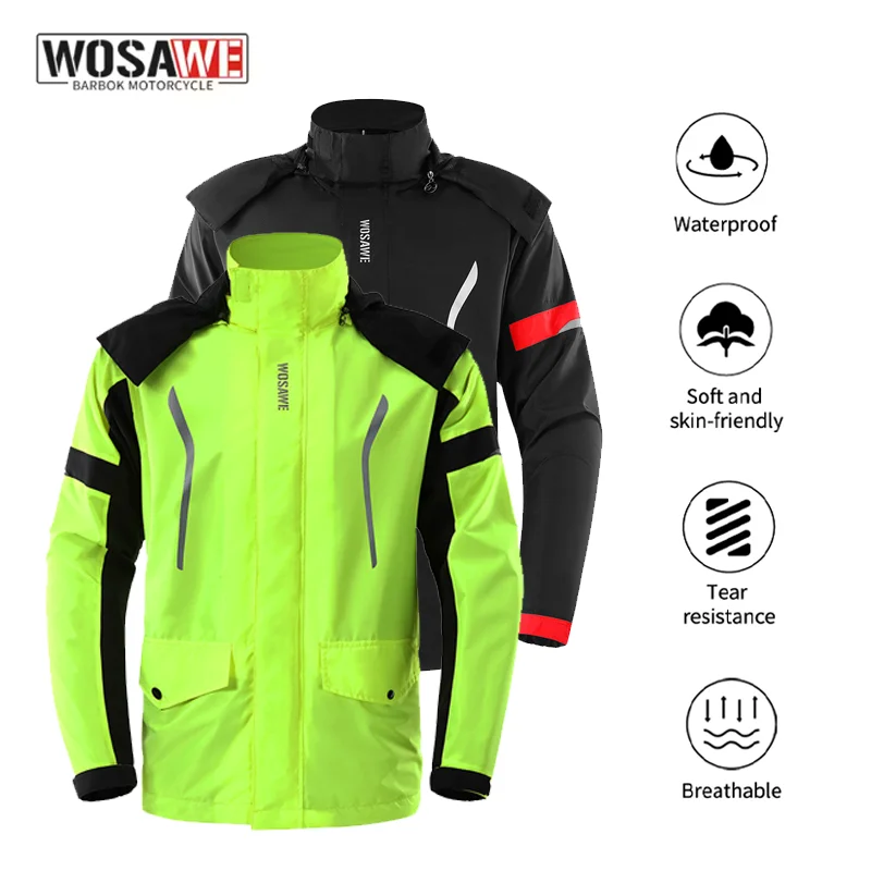

WOSAWE Men Motorcycle Raincoat Suit Rainstorm Prevention Jacket Camping Hiking Raincoat Moto Raincoat Motorcyclist Raincoat