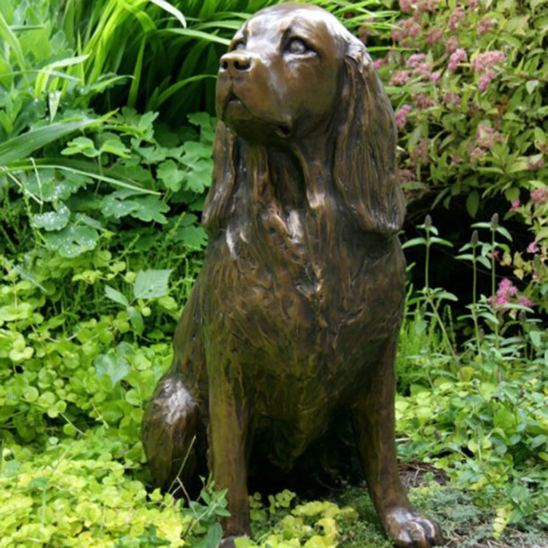 Springer Spaniel Statue Garden Decor Resin Animal Dog Sculpture Yard Lawn Outdoor Decorative Ornament