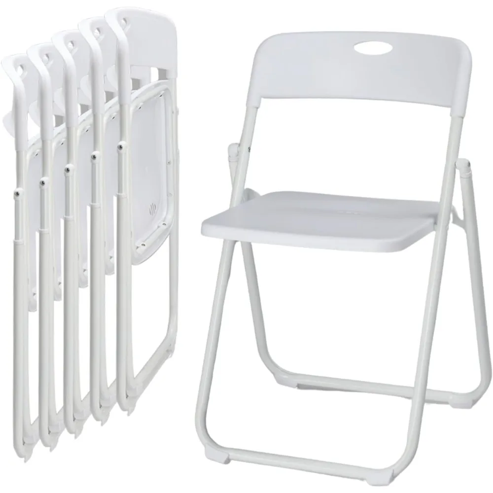 

6 Pcs Folding Chair, 300LBS Lightweight Foldable Plastic Chair, Reinforced Metal Frame Easy to Fold & Store