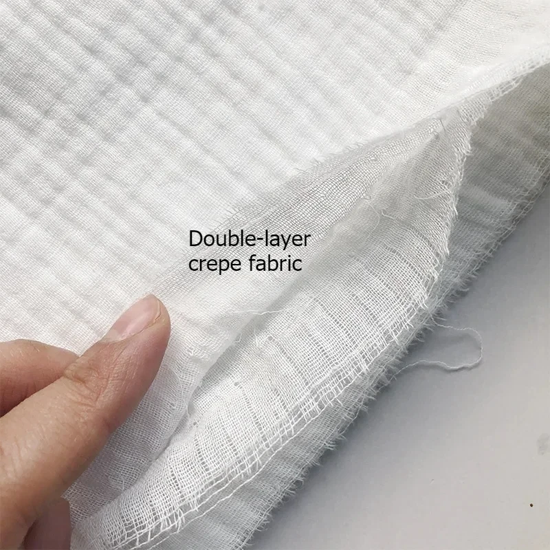 Natürlicher Doppelgaze-Kreppstoff, drapiert, Baumwolle, 100 % Seersucker, Baby-Lätzchen, Kleidung, Stoff, Damenrock, Nachtwäsche, weiche Stoffe – Detail 3