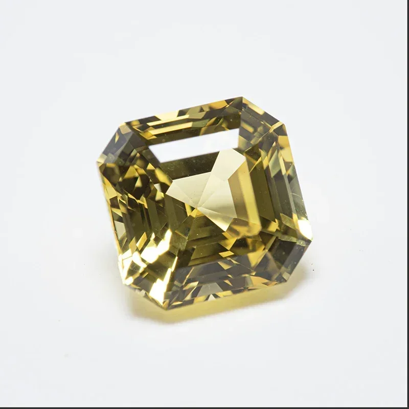 

L-Lab Grown Sapphire Asscher Cut yellow Color VVS1 Charms DIY for Jewelry Making Materials Selectable Certificate