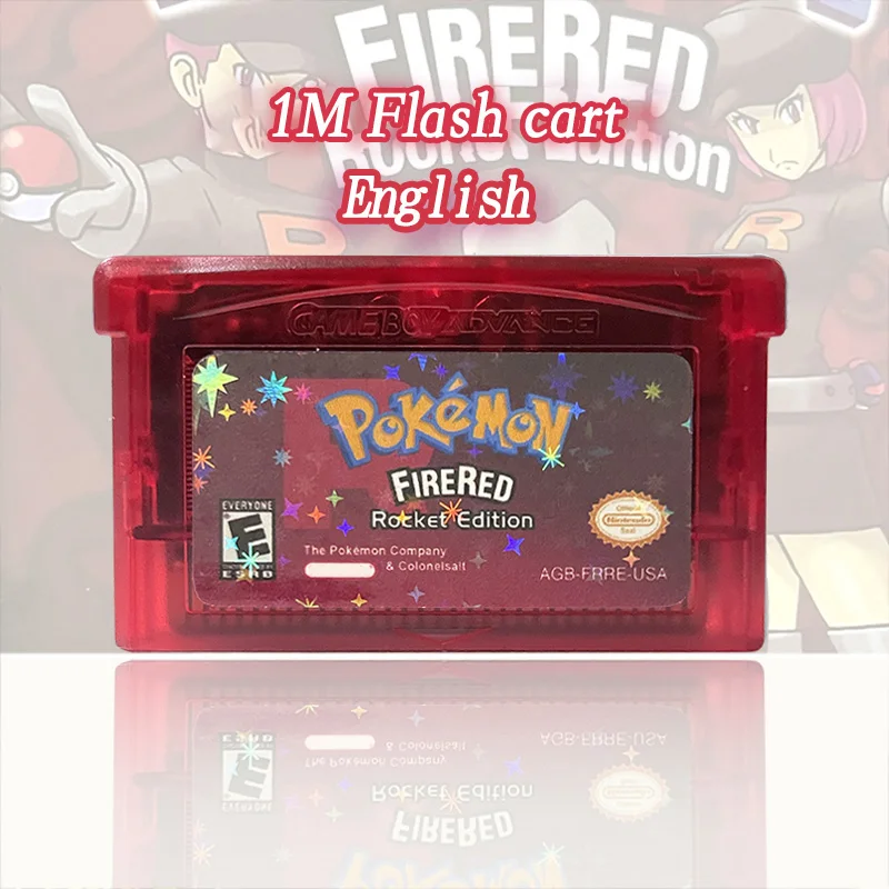 USA ESP Version 1M Flash cart Pokemon firered rocket GBA Game Cartridge Video Game Console Card Rom Hack SpanishEnglish Language