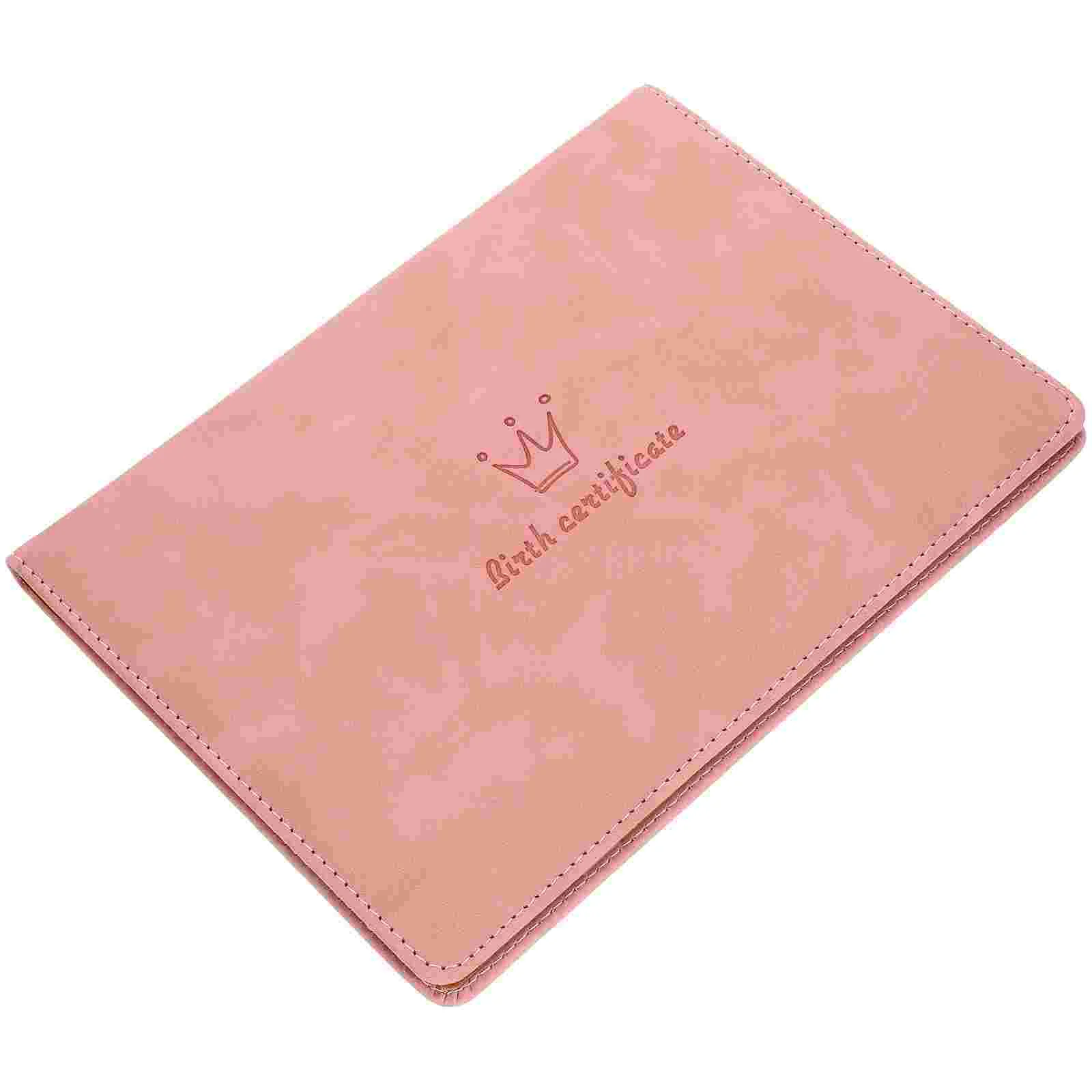 

Birth Certificate Cover Cartoon Protector Folder Crown Important Document Organizer Pink Folders Protectors Baby