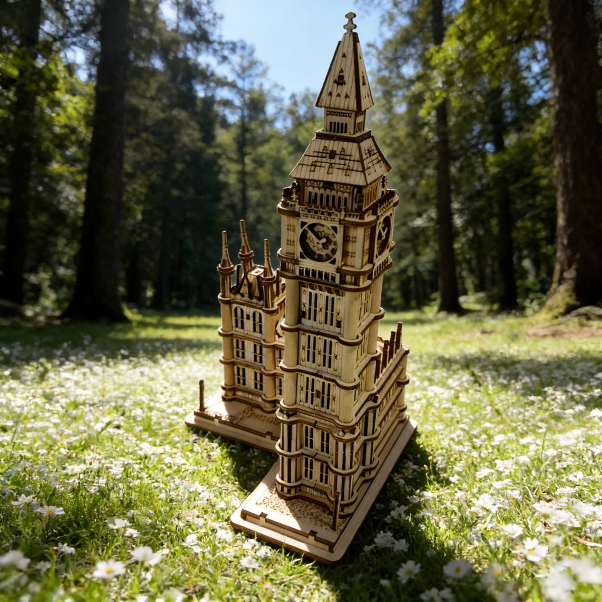 1 orologio Big Ben fai da te in legno, un puzzle creativo 3D, ideale come regalo festivo o decorazione della casa.