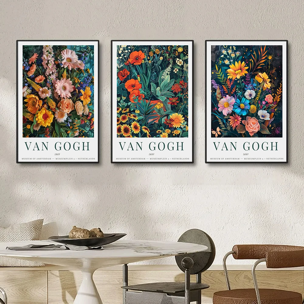 Van Gogh Sunflower Garden At Arles Classics Artworks Posters and Prints Canvas Printing Wall Art Picture for Living Room Decor