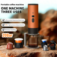 3-in-1 Portable Electric Coffee MakerCapsule Coffee Grinder Travel Coffee Maker with Cordless Heating for Car and Home Camping