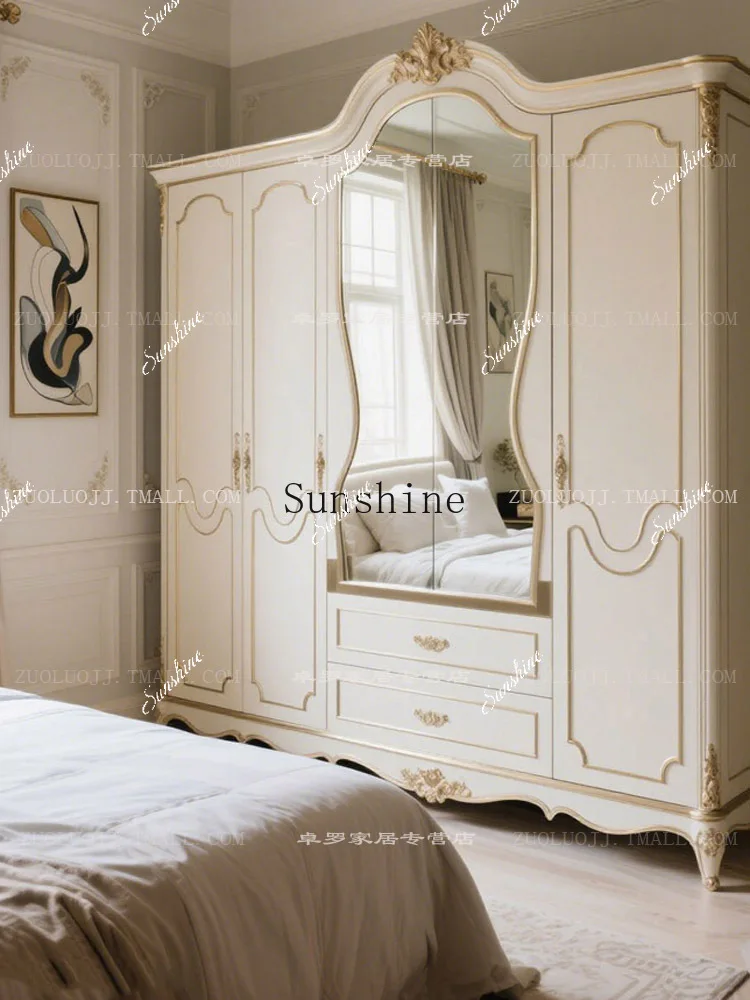 French luxury solid wood wardrobe, master bedroom 2.5 meters against the wall, palace style storage  FT