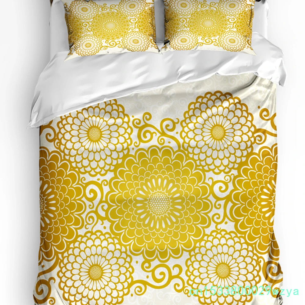 Yellow Flower Peony Bedding Set 3pcs Boys Girls Duvet Cover Pillowcase Kids Adult Quilt Cover Double Bed Set Home Textile