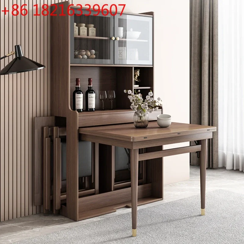 YAO Foldable Dining Table Sideboard Cabinet Combination Modern Household Small Apartment Retractable Bar Counter Dining Table