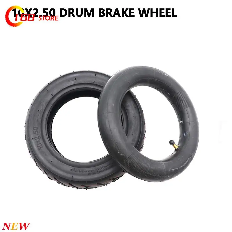 10X2.50 Tire Inner Tube with Drum Brake Wheel Hub for Electric Scooter 10 Inch Pneumatic Wheels 10X2.50 Tyre Wheel