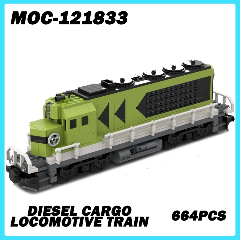 

MOC- 121833 Серия поездов, дизельный грузовой локомотив, поезд, строительный блок, технология сборки, подарки для взрослых, рождественские игрушки для мальчиков, 664 шт.