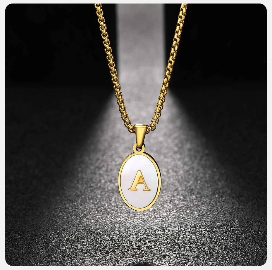 Vnox Herren-Halskette mit Initialen, A-Z Buchstaben-Anhänger, goldfarben, Edelstahl-Kastenkette, personalisierter Schmuck, Geschenk für Männer, für den täglichen Gebrauch – Detail 4