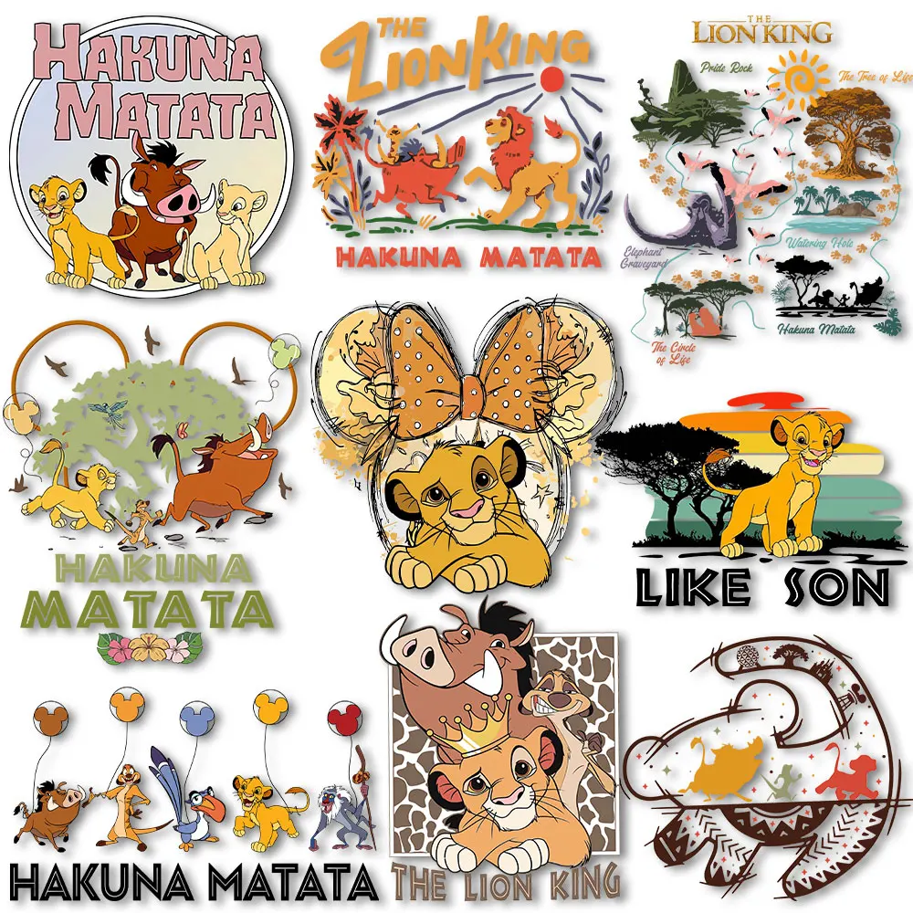 Hakuna Matata The Lion King Iron on Transfers Heat Press Stickers Decals for Clothes Thermal Patches on Tshirts