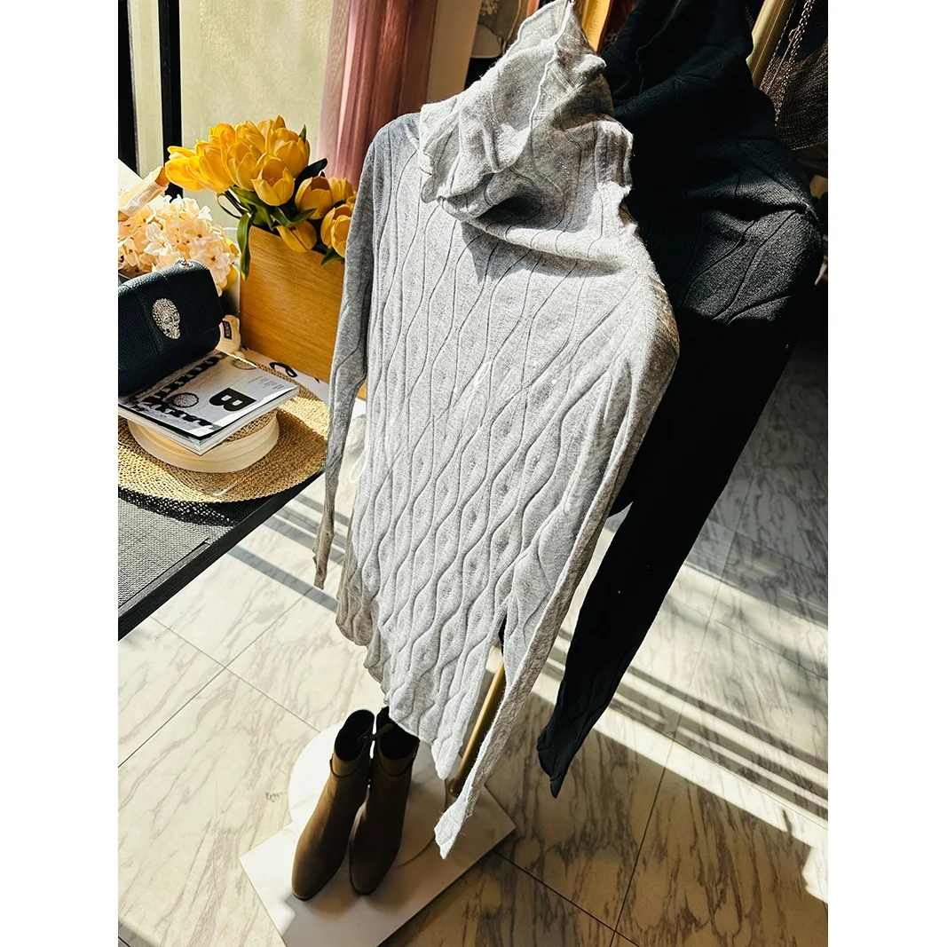 

Ele Woolen Sweater Water Pattern Base Layer Quiet Faionable Autumn Winter Street Sle Knitted Top for Women