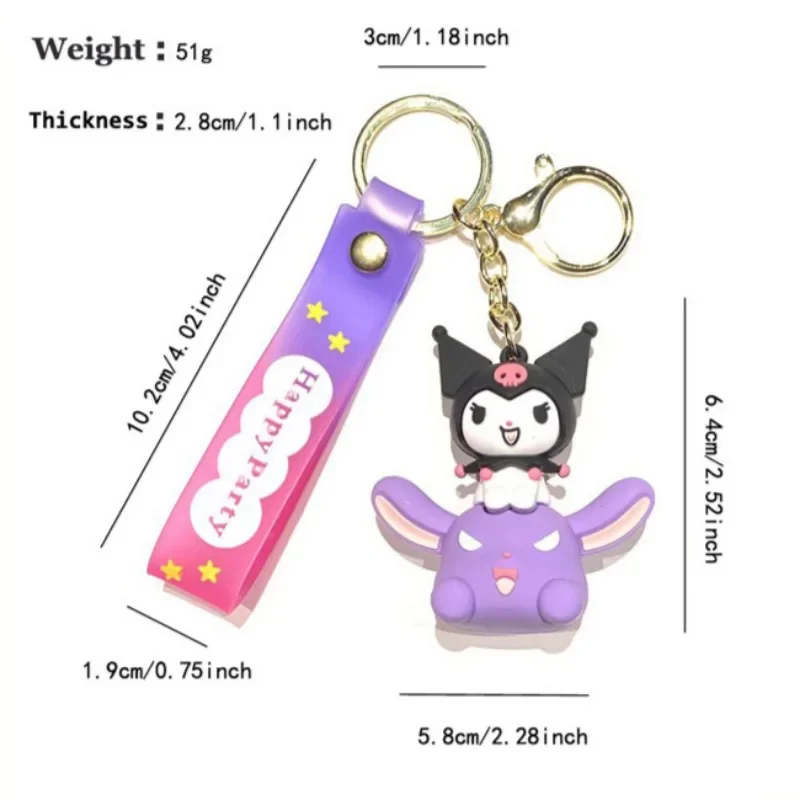 Cute Sanrio Keyring for Women Child Bag Decoration Pendants Kuromi Key Chain Adult Child Schoolbag Toy Figures