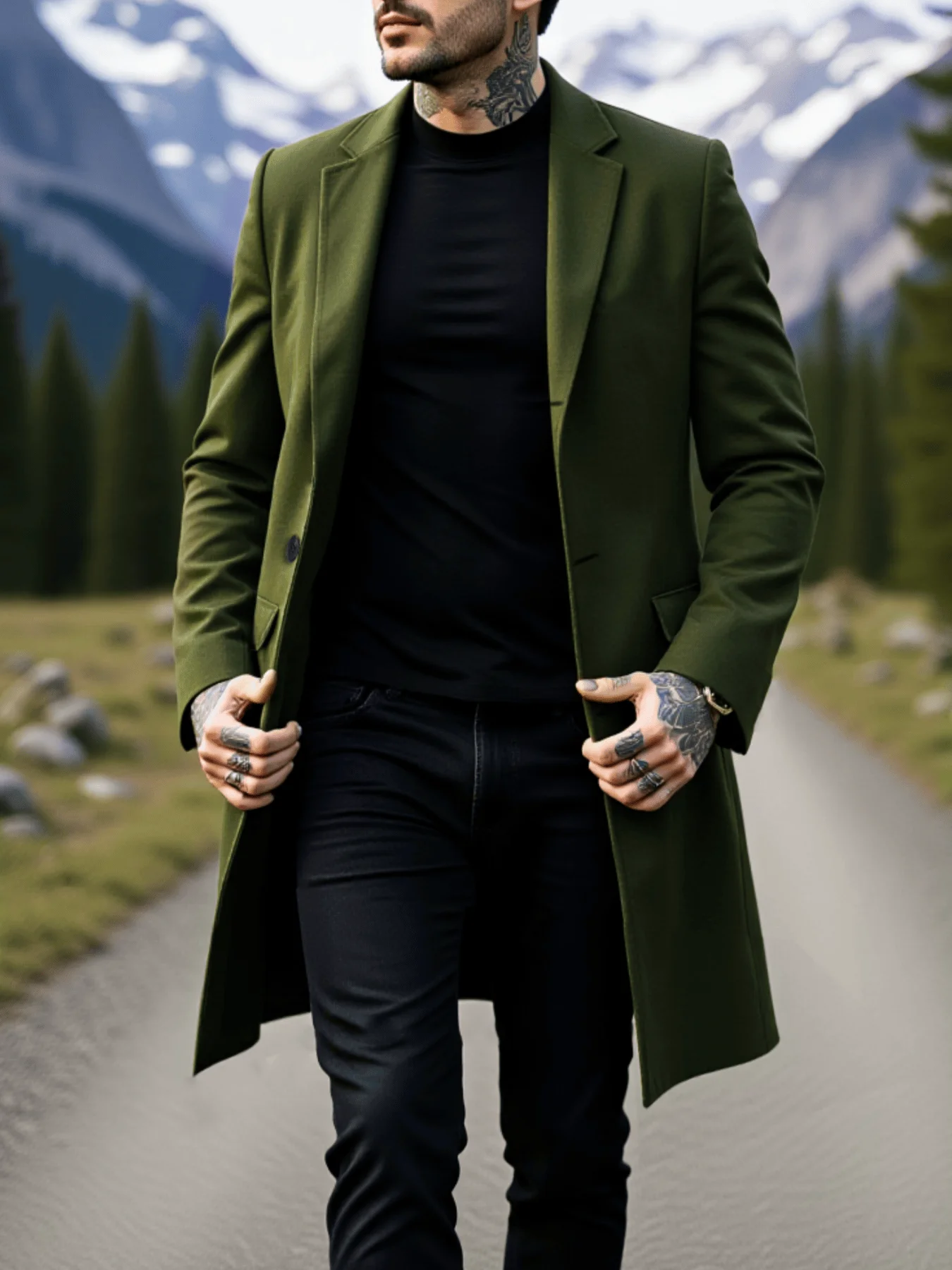 Men's Thickened Jacket Woolen Overcoat Winter Warmth Essential Single-Breasted Design Trench Style Commute Casual Coats Item 3