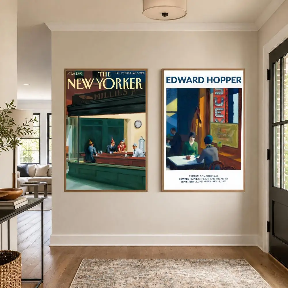 Artist E-Edward Hopper Poster Graphic Wall Art Poster HD Waterproof PP Paper Print for Bedroom Living Room Office Decor Gift