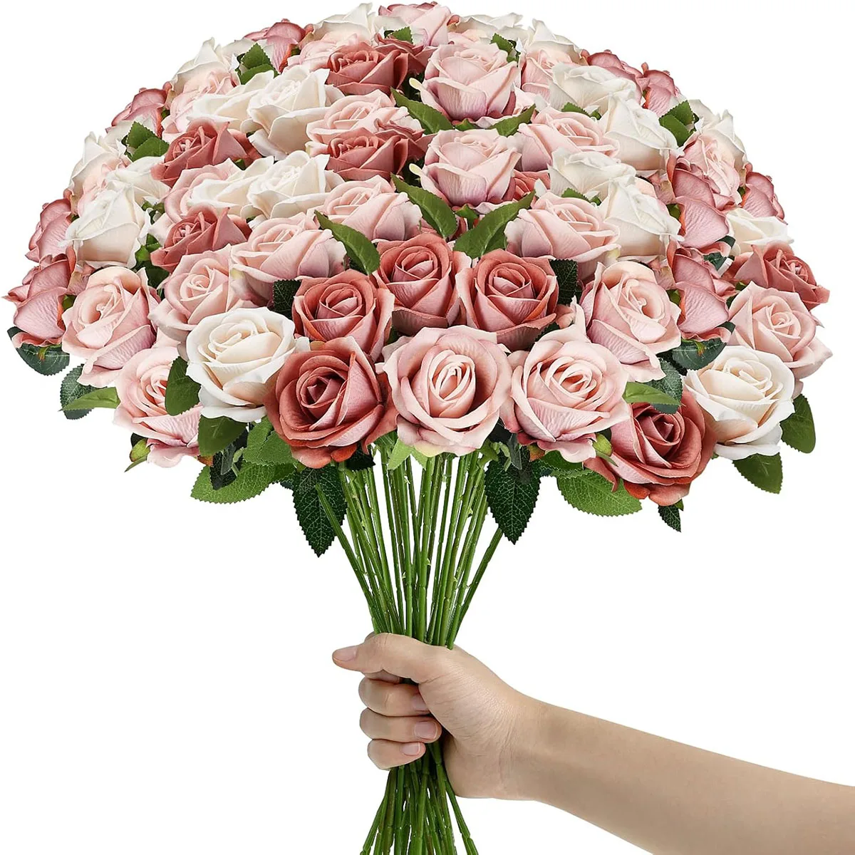 

Yannew 18pcs Artificial Roses with Long Stem Room Decoration Velvet Rose for Wedding Floral Arrangements DIY Bouquet Home Decor