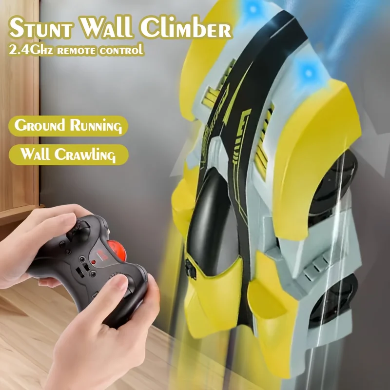 Wall Climbing Remote Control Car 360° Rotating RC Stunt Car with Headlight Rechargeable RC Car Wall Climber Toys Gifts for Boys