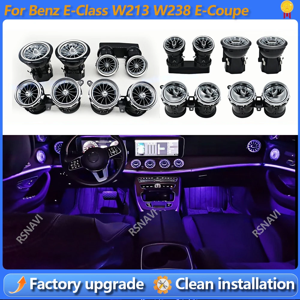 

Car Turbo Shape Nozzle LED Air Conditioning Vents 64 Colors Ambient Light Refit For Mercedes-Benz E-Klass Coupe AMG W213 W238