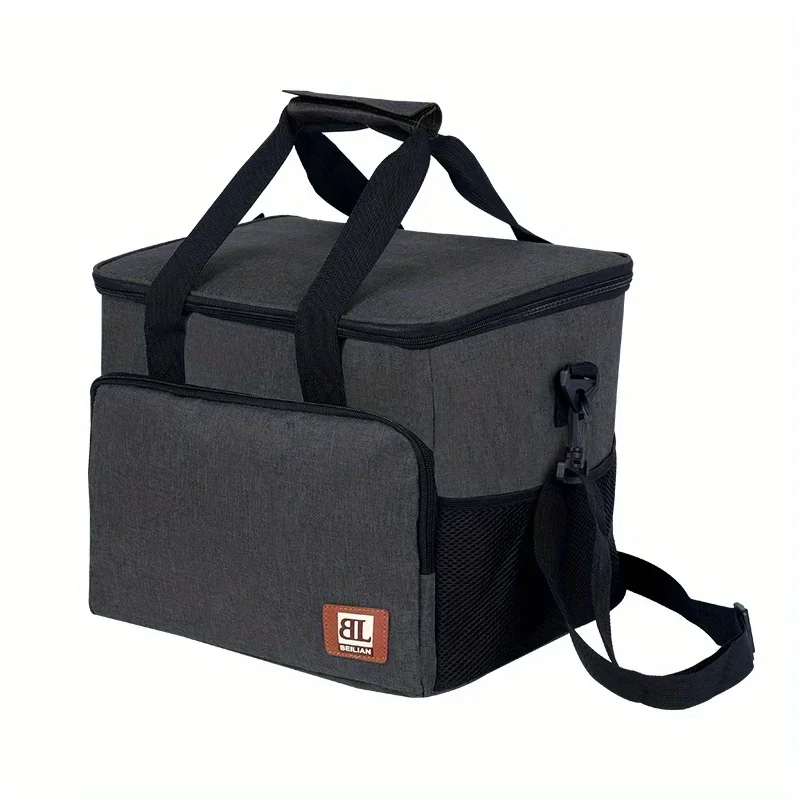 Large Insulated Cooler Portable Lunch Bag, Outdoor Thermal Picnic Tote With Aluminum Foil Lining, Foldable Hand-carry Ice Pack