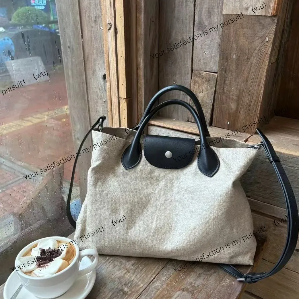 

Hand-held shoulder armpit bag, linen canvas large-capacity hand-held diagonal span tote bag