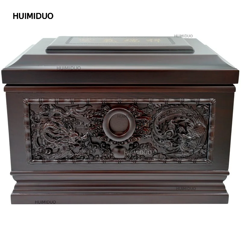 Funeral Supplies Urn Solid Wood Sandalwood Double-layer Thickened Plate Purple Oxygen Ruixiang Unicorn Blessing
