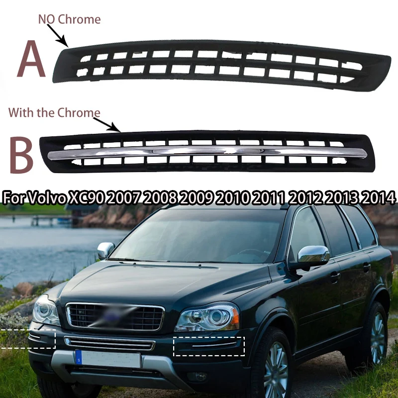 

For Volvo XC90 2007 2008 2009-2014 30678954 30678953 Auto Accessories Lefr Right Car Front Bumper Grill Trim Vent chrome strip