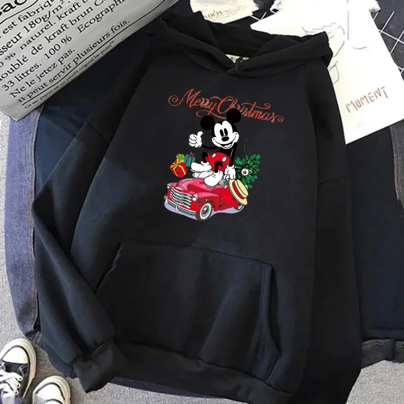 Disney Male Sweatshirts Pocket Christmas Stitch Pattern Loose Clothing Cozy Daily Men Hoodies Autumn Winter Popular Pullover