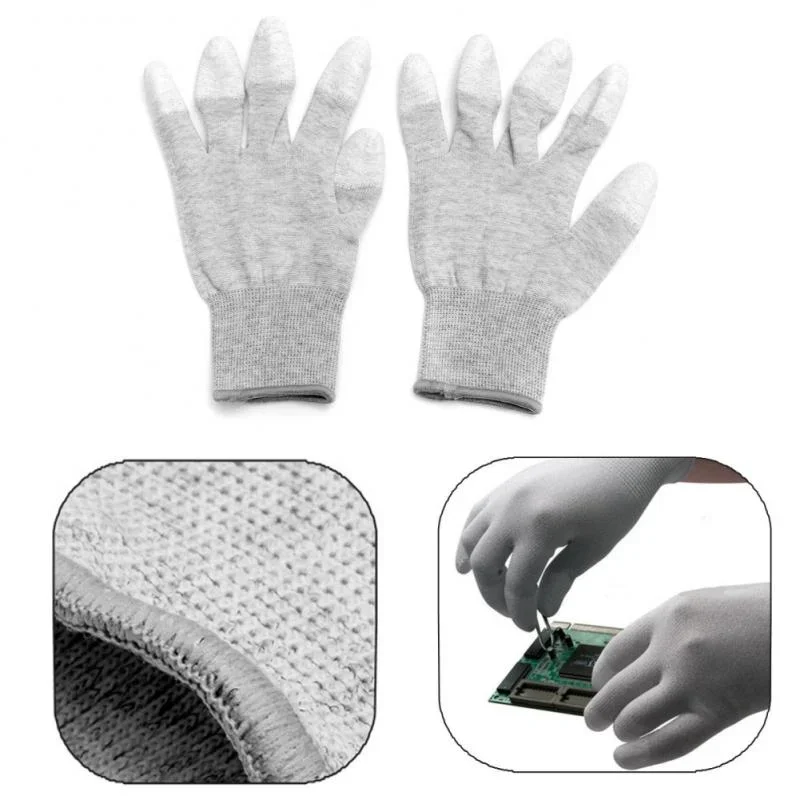 5pair Antistatic Gloves Anti Static ESD Electronic Working Gloves pu coated palm coated finger PC Antiskid for Finger Protection