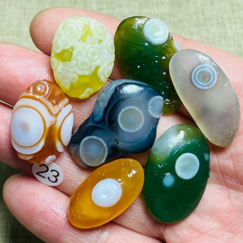 Agate sardonyx naturelle colorée Alxa Gobi, spécimen de roche, cristal énergétique, guérison des chakras, pierre de Reiki, décoration de jardin et de maison, cadeau, 7 pièces