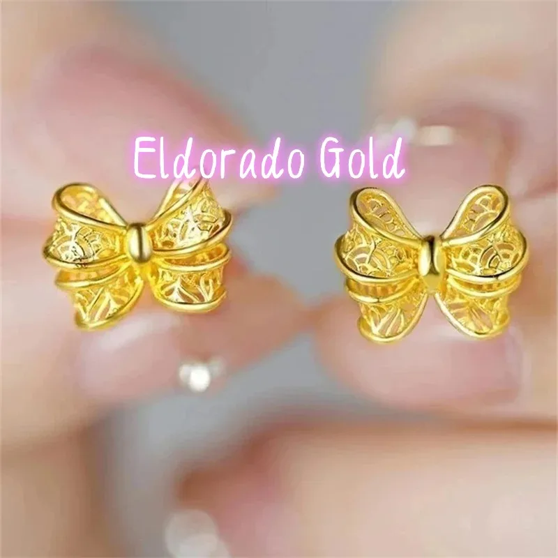 

Eldorado Gold Eldorado 2025 Горячая новинка 2025 года! Высококачественные серьги-бантики из 18-каратного золота (AU750) для женщин, с красивым узором H.