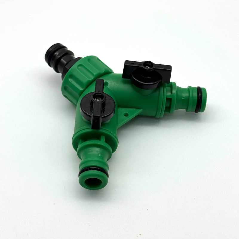 Garden Water Pipe Connectors Pipe Adapter Y Shape Hose Splitter Valve Three Way Plastic Valve with Switch for Flower Planting