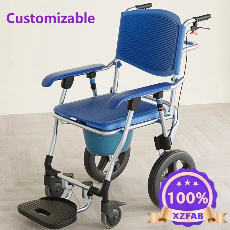Factory Direct 2026 Bathroom Chair Portable Elderly Wheels Medical Stool Space Saving Disabled Metal Silla Plegable Home