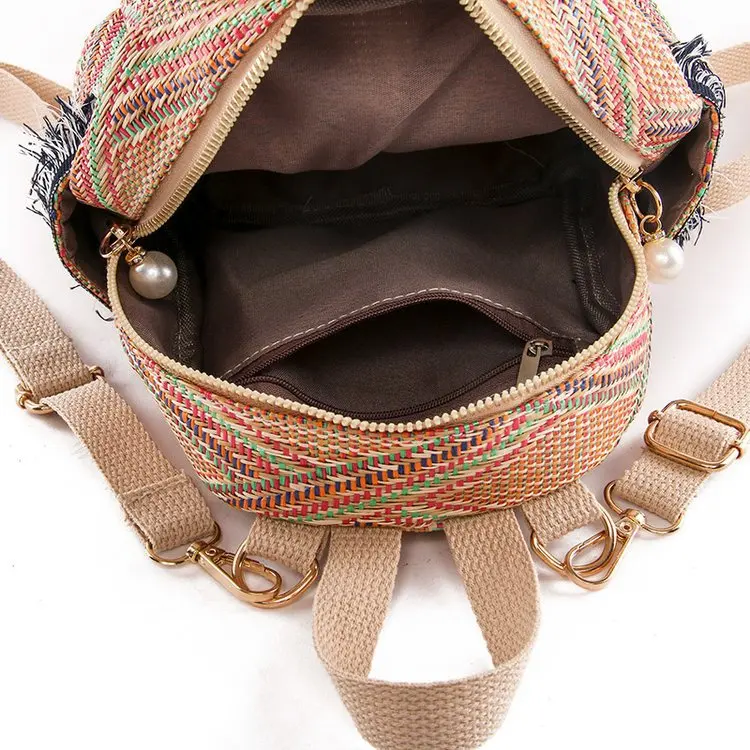 2021 Fashion New Straw Braided Ethnic Style Hand-woven Personalized Diagonal Backpack