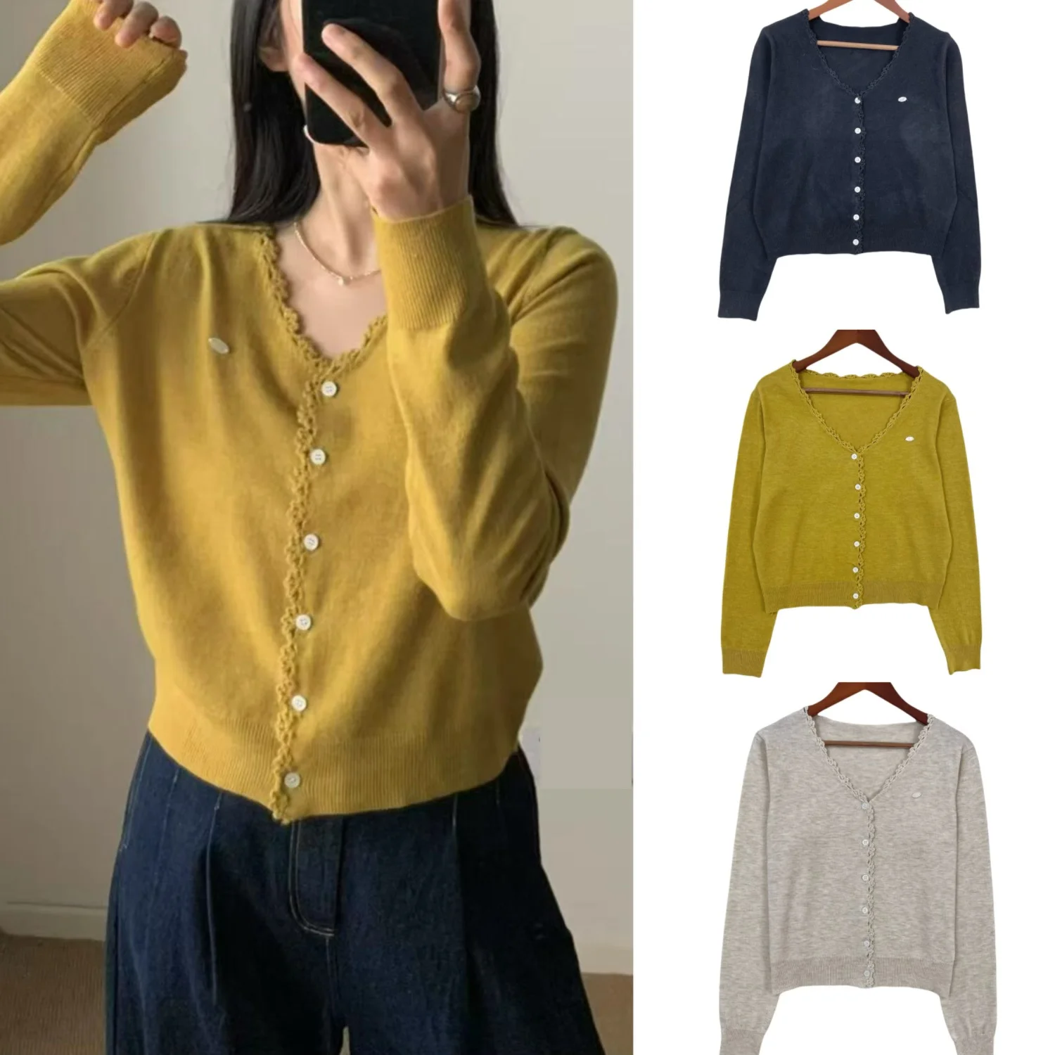 

Fashionable Cardigan Sweater Women's Lady Style Knitted Top Spring and Autumn Elegant Commuting Women's Top Tops 2025