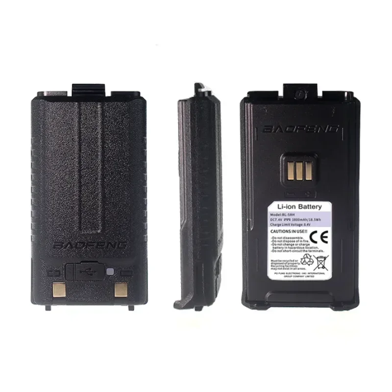 Baofeng UV-5RH Walklie Talkie Battery 3800/4500/6800mah Type-C USB Charger BF-K5Plus UV-5RM Replacement Unit Rechargable Battery