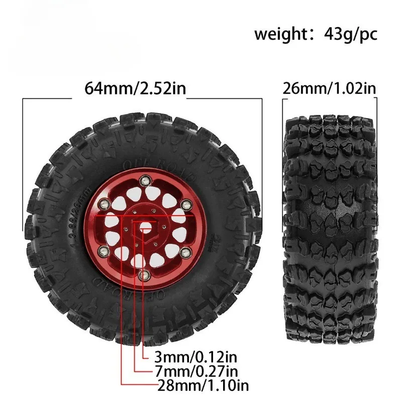 Set di Sostituzione Pneumatici in Gomma ad Alta Aderenza per Ruote Beadlock in Lega MN82 RS 499 Ford MN82 LC79 1/12 RC Crawler