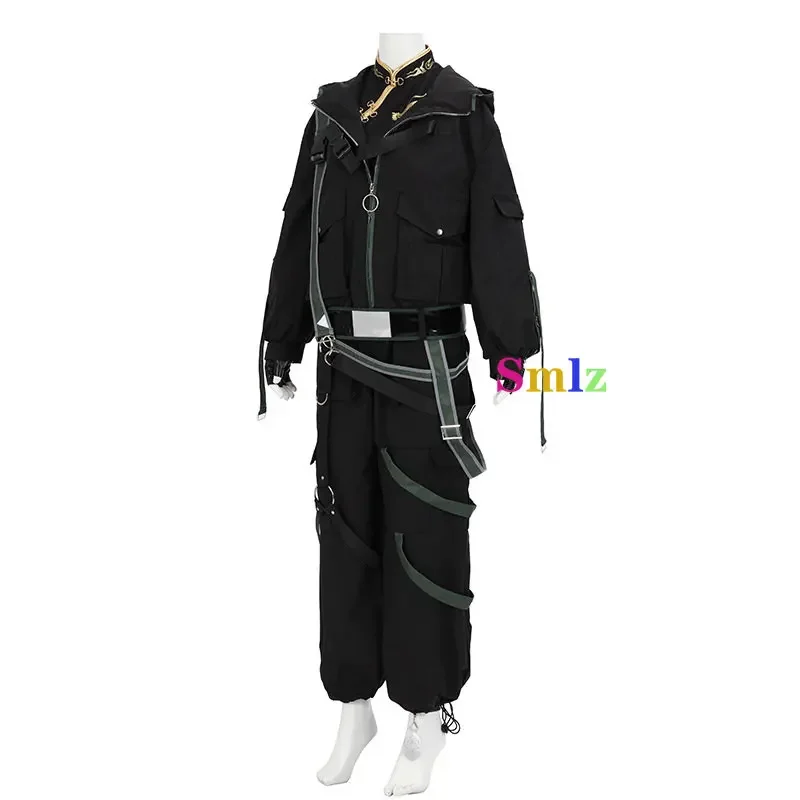 SAFXiao Anime Impact Cosplay, Costume Noir, Vestes et viser, Halloween, Devil Gelmen