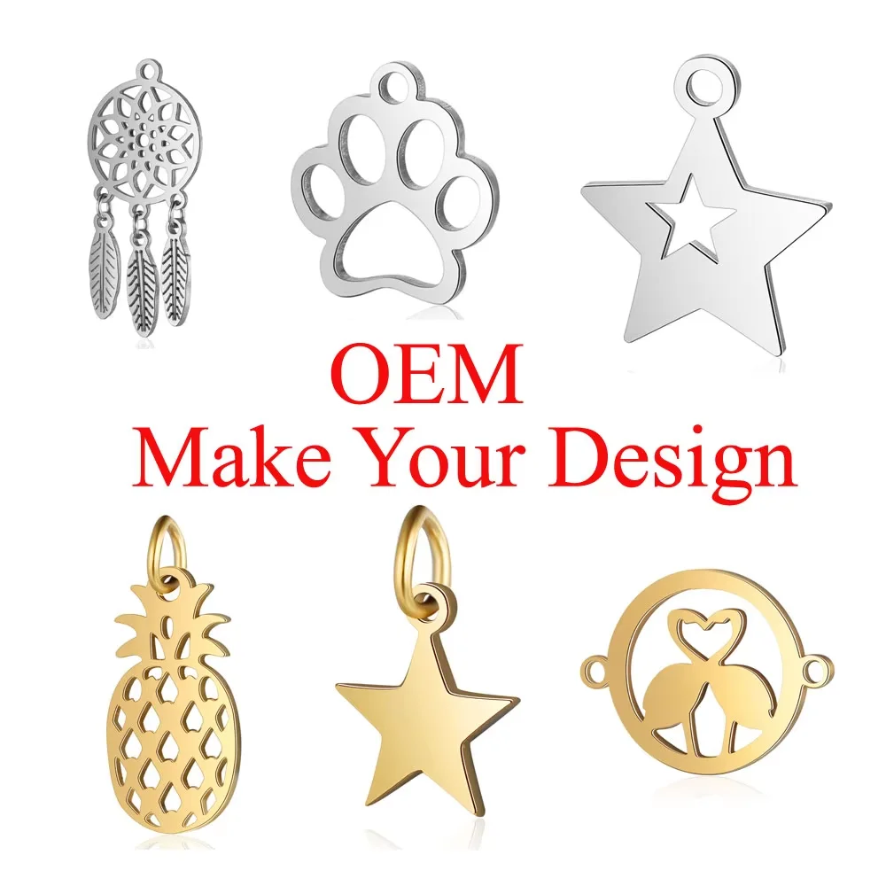 customized charms Supply OEM Charms Pendants Make Your Own Designs Stainless Steel Charms and Pendants Customize