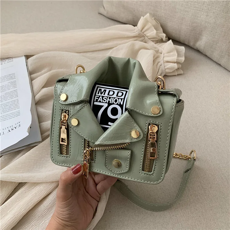 Oil jacket small suit bag Shoulder bags Women Patent Crossbody Bag Japan Jacket Shape Fashion Messenger Tote Shopping Handbags