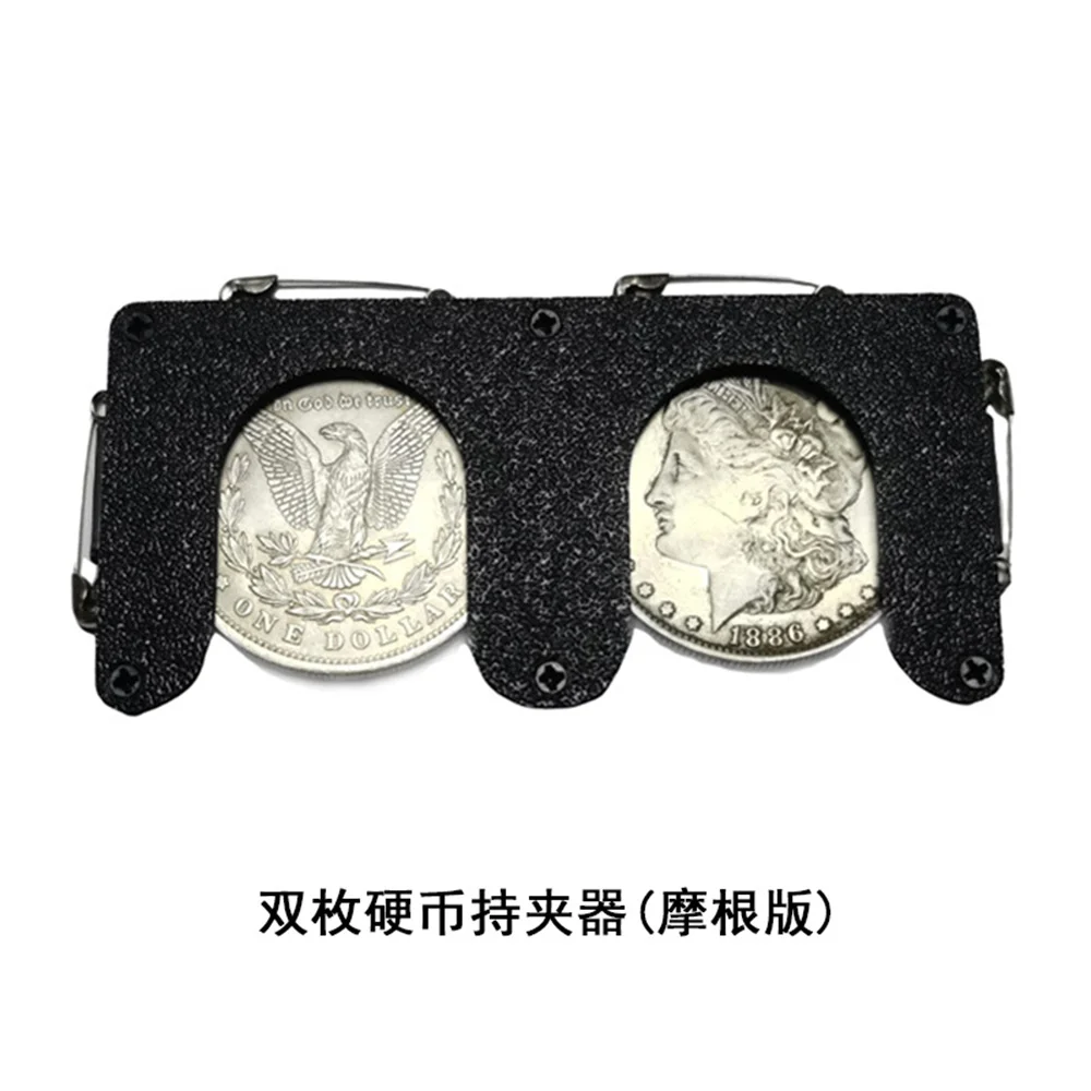 Coin Holder (Morgan/Half Dollar Size,No Coins) Magic Tricks Produce Two Coins Magic Accessories Close-up Illusions Gimmick Prop