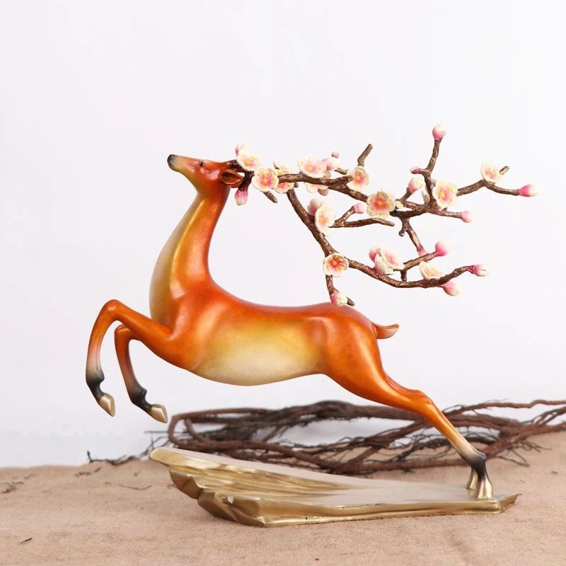 Copper sika deer ornament, burnt copper deer, handicraft home creative gifts