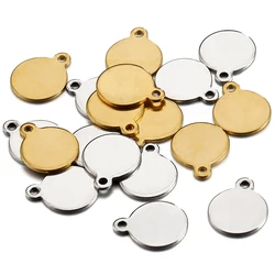 10pcs Stainless Steel Gold Color Round End Charms Pendants for DIY Bracelet Necklace Earring Extension Chain Jewelry Making DIY