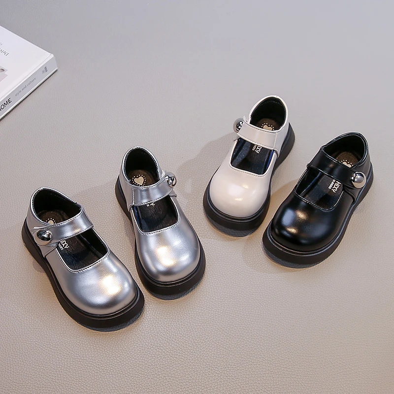 

Детские туфли на плоской подошве, модные универсальные туфли MaryJanes в корейском стиле с круглым носком, осень 2022, новые детские кожаные туфли с мягкой подошвой