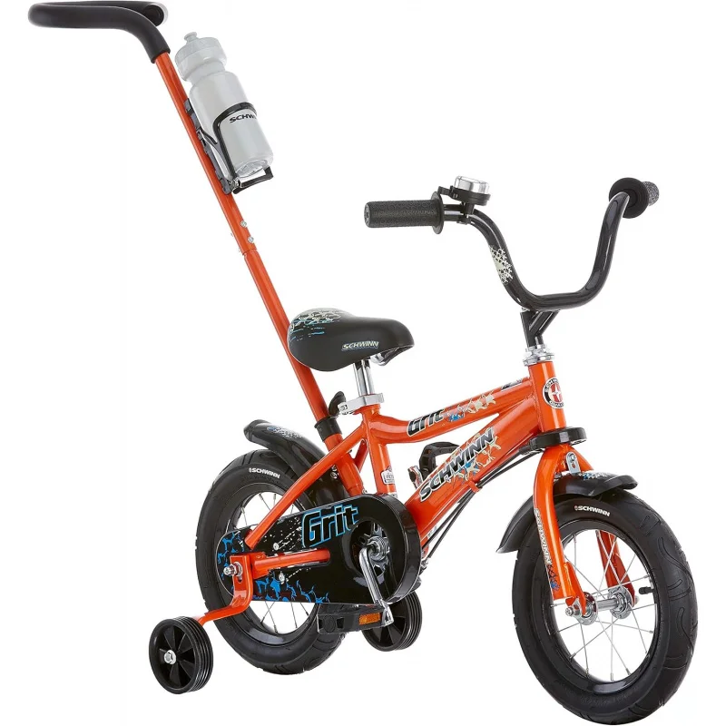 AQSchwinn Grit Petunia Push Steer and Ride Kids Bike,For ; Ages 2-4 Year Old,Rider Height 28-38 ,12-Inch Wheels,Training