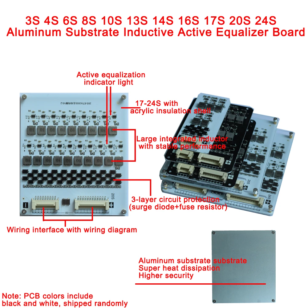 1.2A Active Balancer Board Lifepo4 Lipo Li-ion Lithium Battery Energy Transfer Equalizer Module Inductive Version BMS 3S 8S 24S