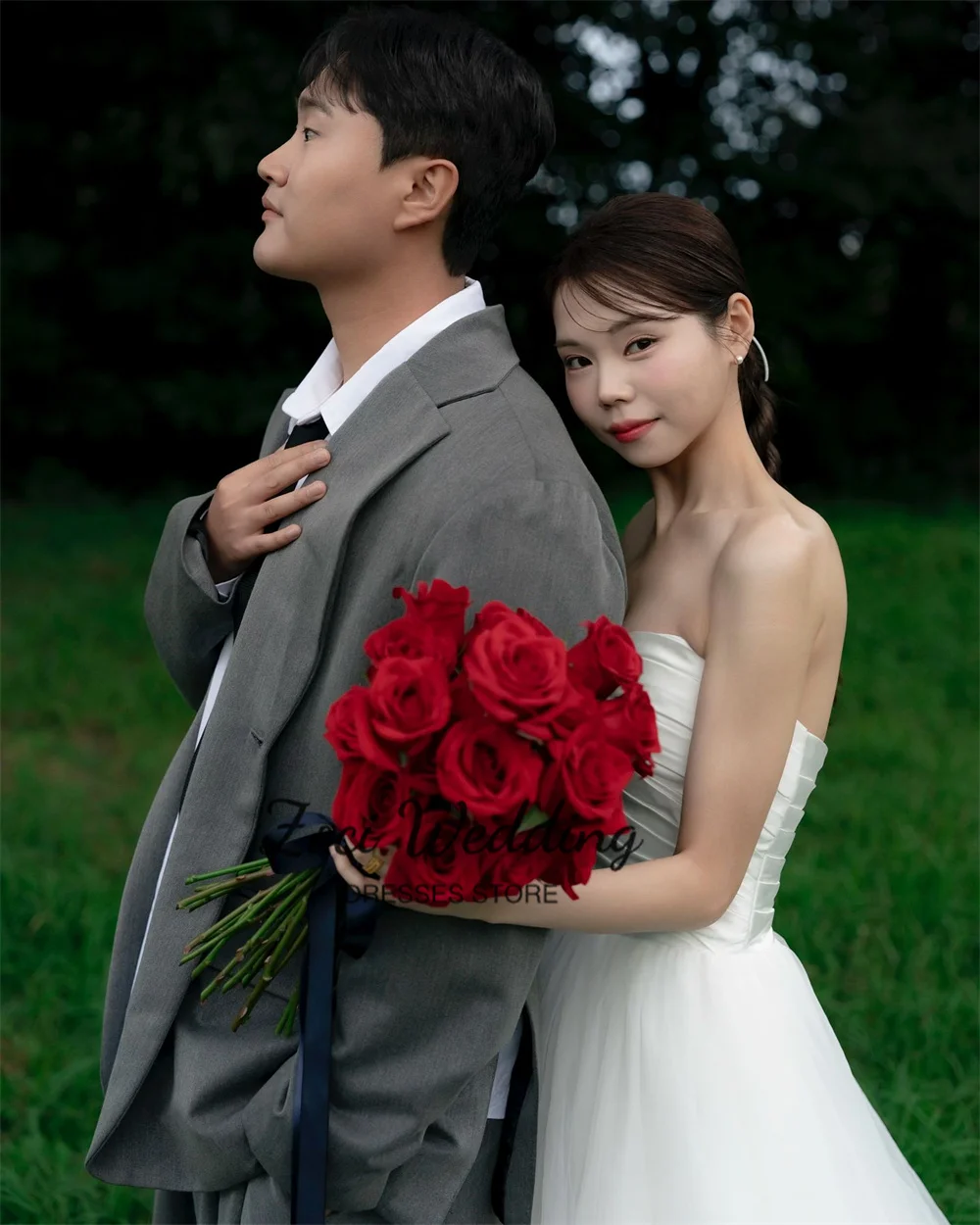 Zoci Fairy Tulle Sweetheart Wedding Dresses Strapless A-line Soft Tulle Simple Bridal Gown Korea Photo Shoot Dresses Customized