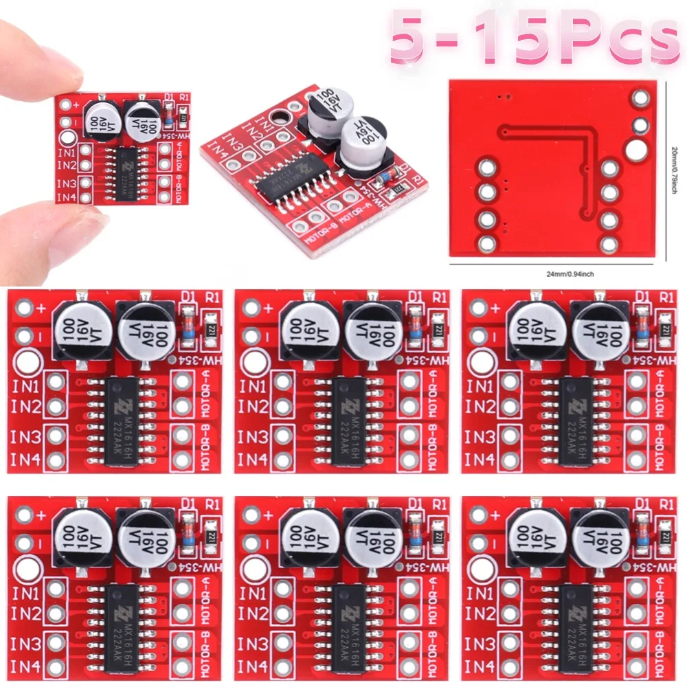 L298N DC Stepper Motor Board Dual H Bridge Mini DC Motor Drive Controller Module 2.5A Reversing PWM Speed Electronic Components