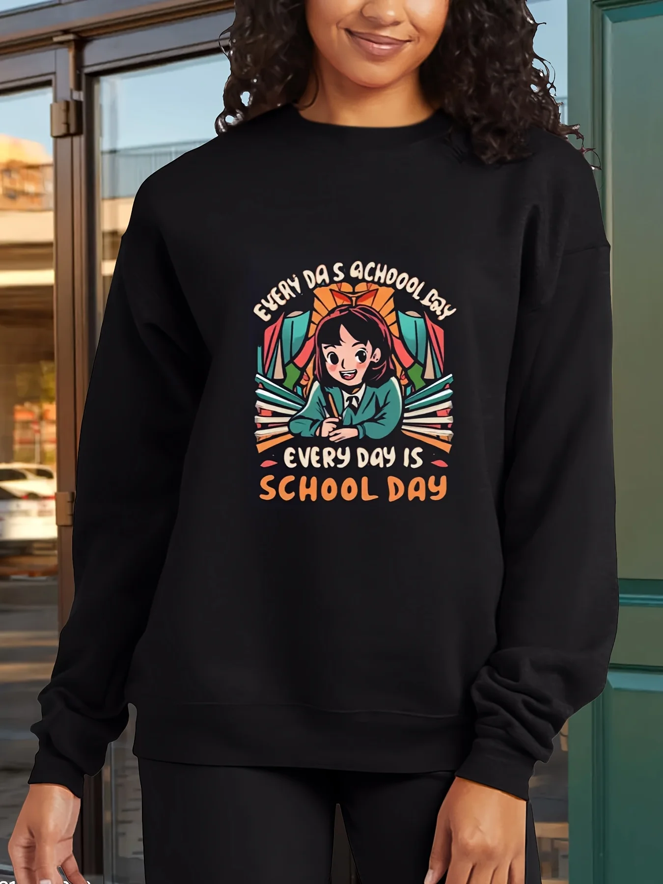 

Cartoon Girl Graphic Printing Autumn and Winter Pure Cotton Men's and Women's Sweatshirts Outdoor Sports Leisure Fashion Trend